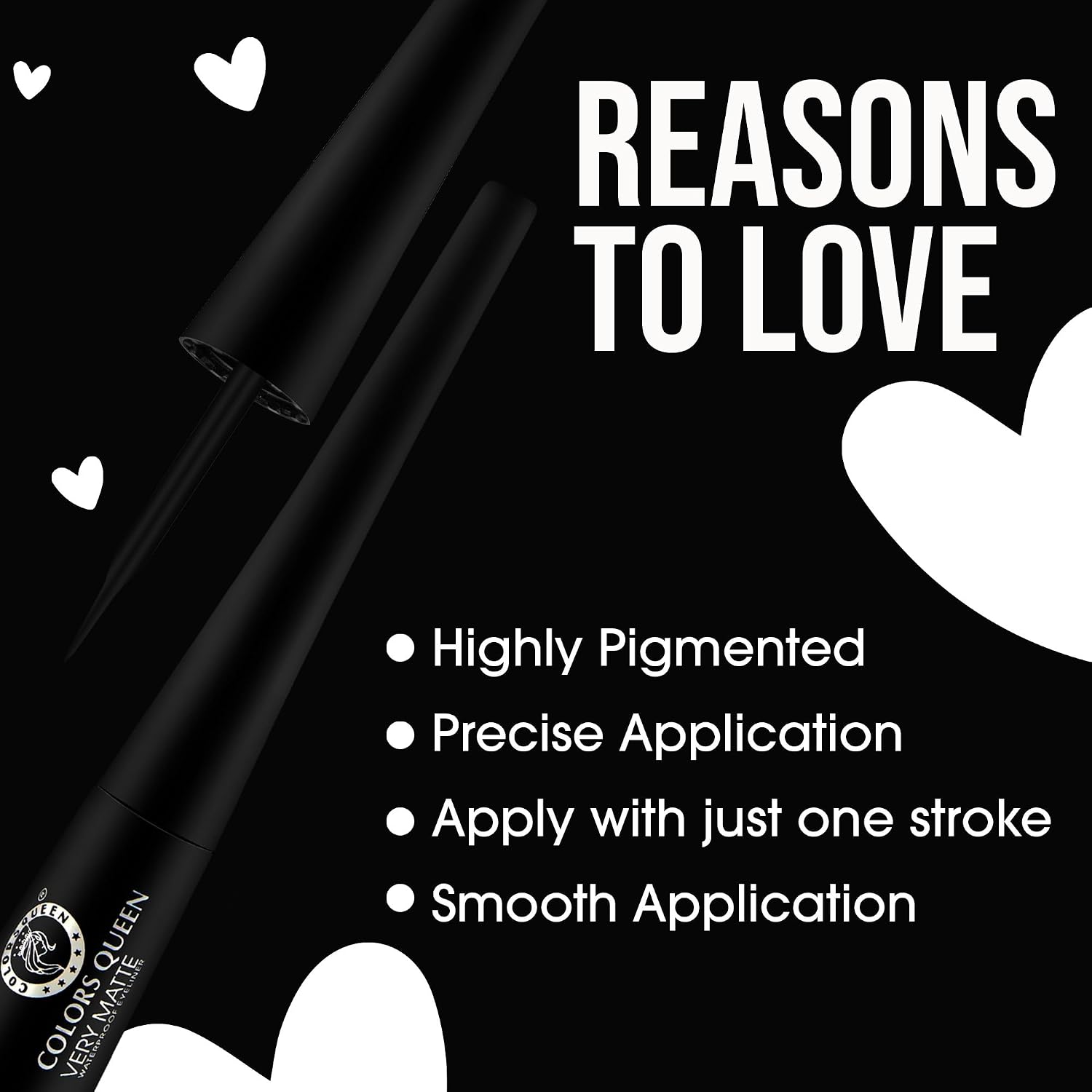 COLORS QUEEN Very Matte Eyeliner | Quick Drying, Long Lasting Liquid Eyeliner | Fine Tip for Precise Application | Smudge Proof, Waterproof for Eye Makeup...