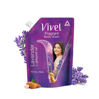 Vivel Fragrant Body Wash, Lavender & Almond Oil Shower Gel, 1300ml Supersaver XL Refill Pouch, Moisturizing Bodywash, Soft & Smooth Skin, Effective Cleansing, For Women & Men