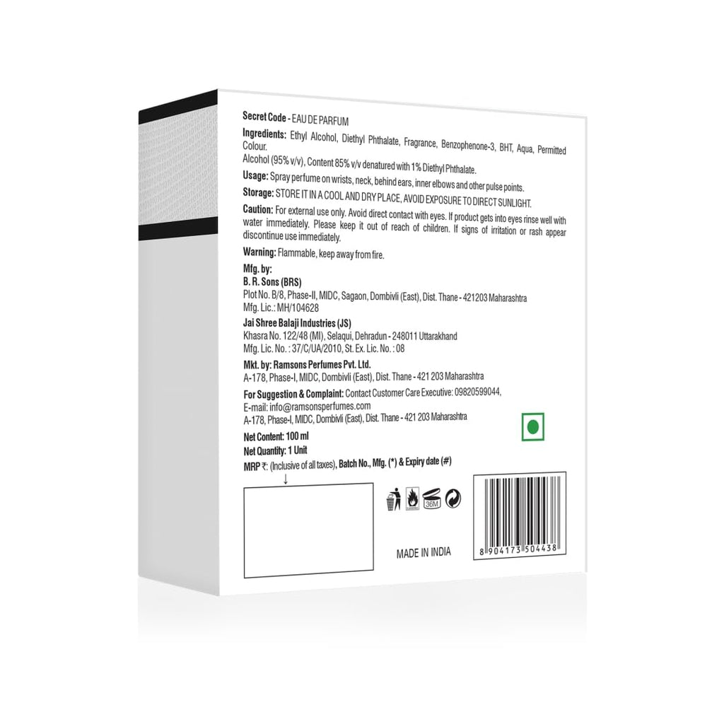 Ramsons Secret Code - Eau De Parfum - 100 ml | Premium Long Lasting Fragrance Spray