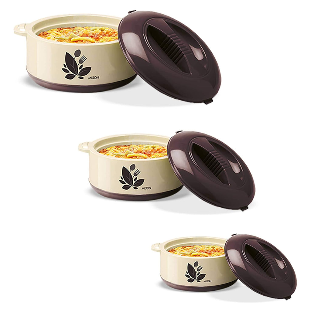 MILTON New Orchid Jr. Inner Steel Casserole (450 ml, 790 ml, 1260 ml) Gift Set of 3, Dark Brown |