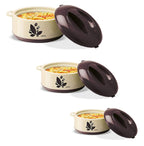 MILTON New Orchid Jr. Inner Steel Casserole (450 ml, 790 ml, 1260 ml) Gift Set of 3, Dark Brown |