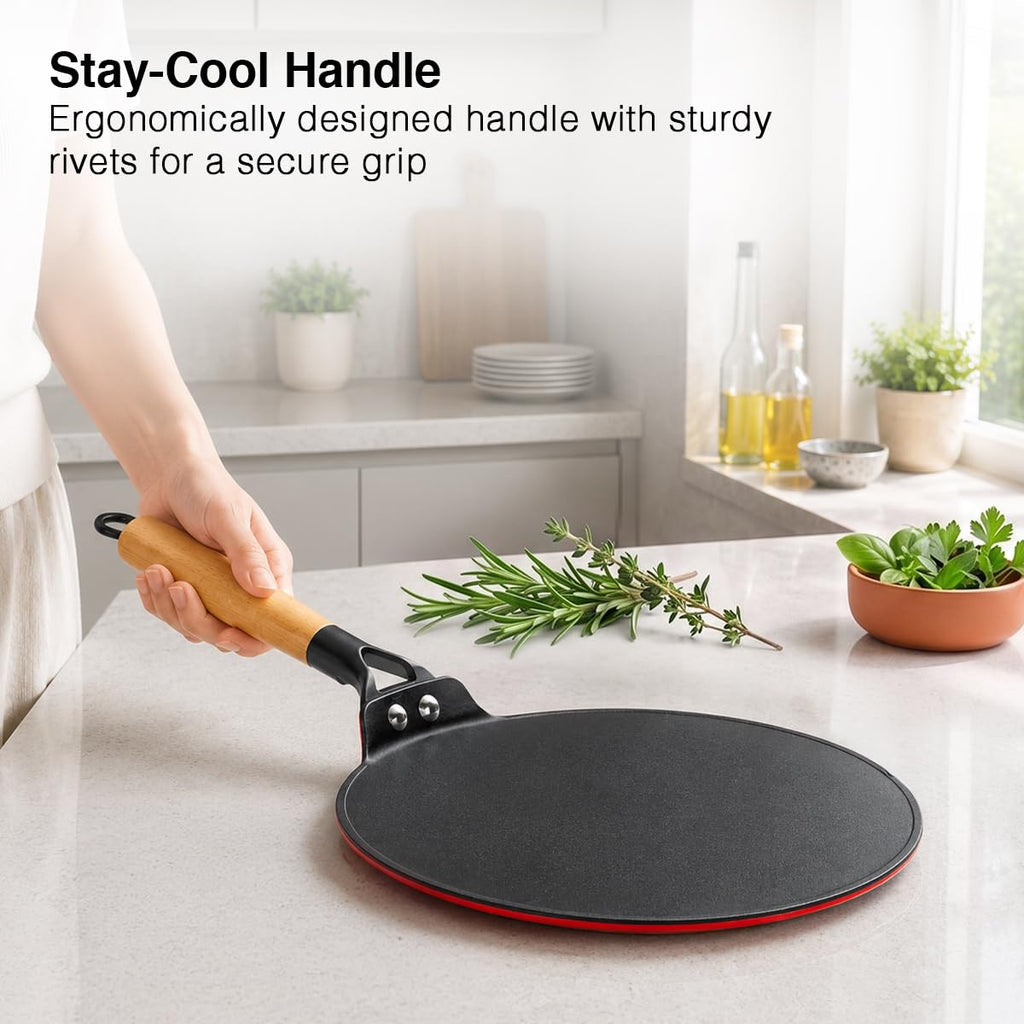 Prestige Castlite Enamel Coated Lightweight Cast Iron Concave Tawa 25cm | High Heat Retention, Rust-Proof | Gas & Induction Compatible |