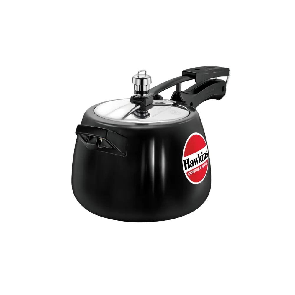 Hawkins 4 Litre Contura Black Pressure Cooker, Hard Anodised Inner Lid Cooker, Handi Cooker, Black (Cb40), 4 Liter