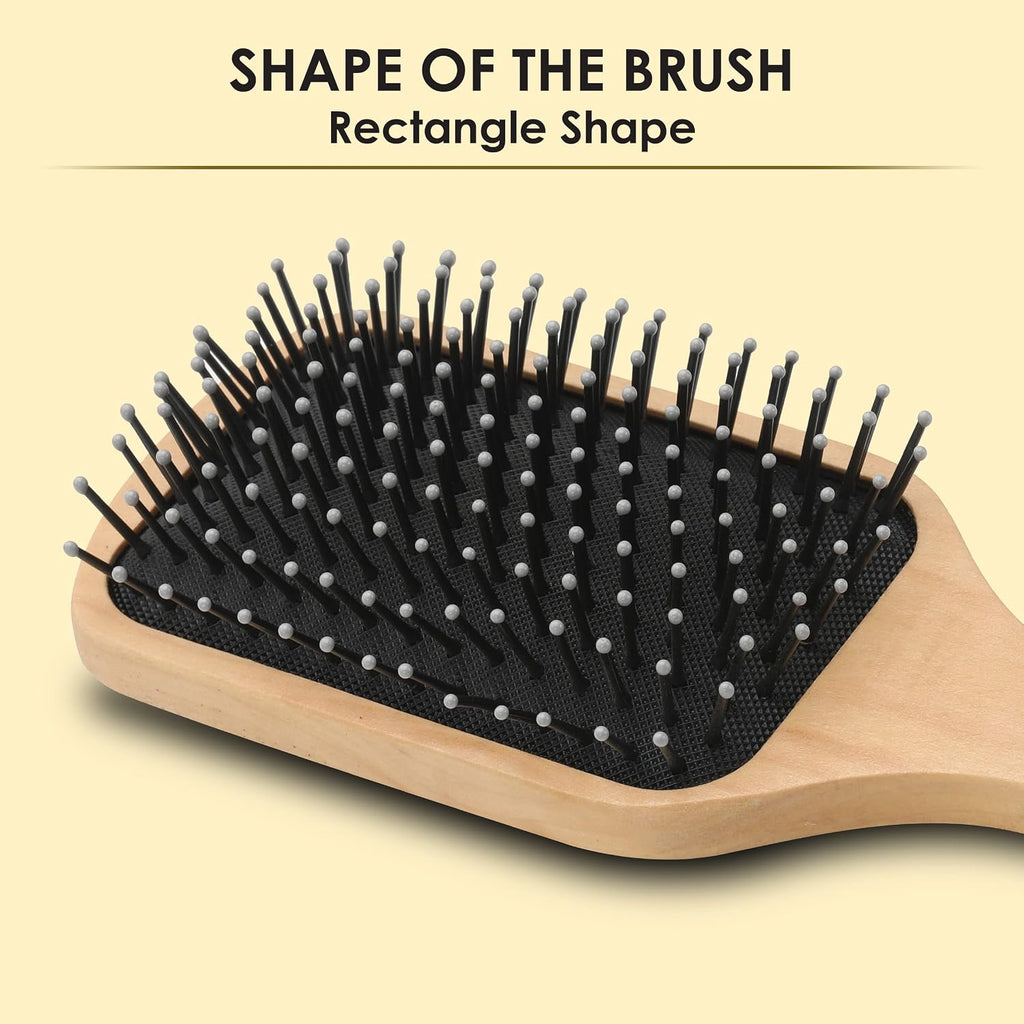AGARO Wooden Paddle Hair Brush with Strong & flexible nylon bristles having Anti static ball tips, For Grooming, Straightening, Smoothing, Detangling...