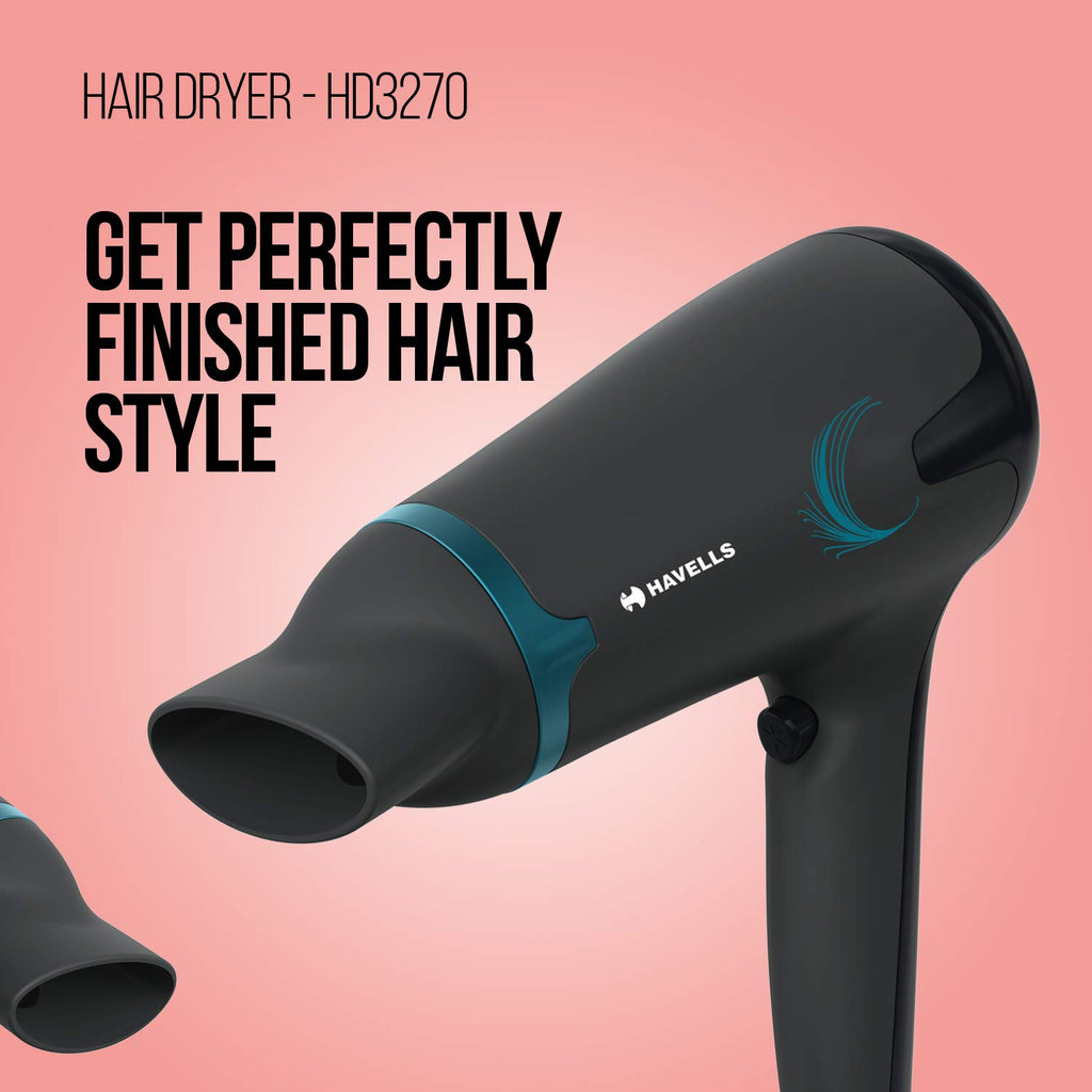 Havells HD3270 2-in-1 1700 Watts Hair Dryer with Diffuser and Thin Concentrator - Black