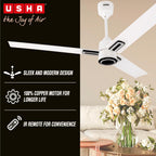USHA AeroEdge Plus 1200mm BLDC Ceiling Fan with IR Remote |LED Indicator |BEE 5 Star Rated Energy Efficient|100% Copper Motor|High Air Delivery...