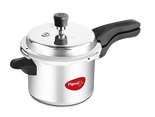 Pigeon By Stovekraft Deluxe Aluminium Outer Lid Pressure Cooker Without Induction Base, 5 Litres, Silver