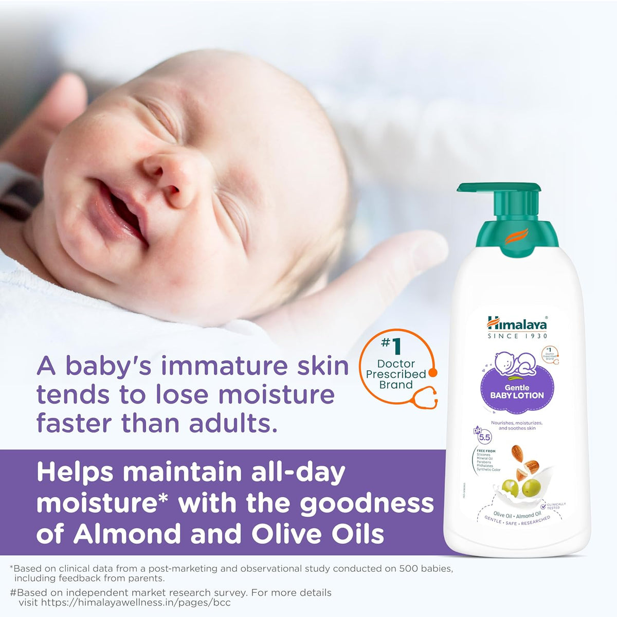 Himalaya Gentle Baby Lotion 700ml | with Almond oil, Olive oil, Country Mallow | No.1 Doctor-Prescribed Brand |pH 5.5 formulation | Nourishes and moisturizes your baby's skin | Safe for Newborns