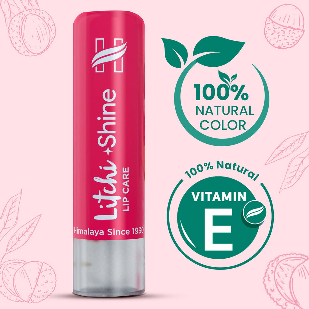 Himalaya Litchi Shine Lip Balm | 4.5gm|100 % Natural Colour | Naturally glossy | Younger Lips | Natural Vitamin E