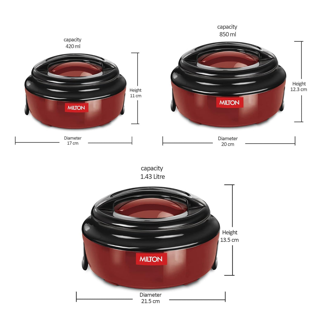 Milton Ernesto Inner Stainless Steel Jr. Casserole Set of 3 (390ml, 720 ml, 1320 ml)