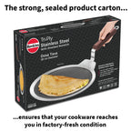 Hawkins 28 cm Dosa Tava, Triply Stainless Steel Shielded Nonstick Tawa with Rosewood Handle, Honeycomb Non Stick Induction Tawa, Silver (NSDT28)