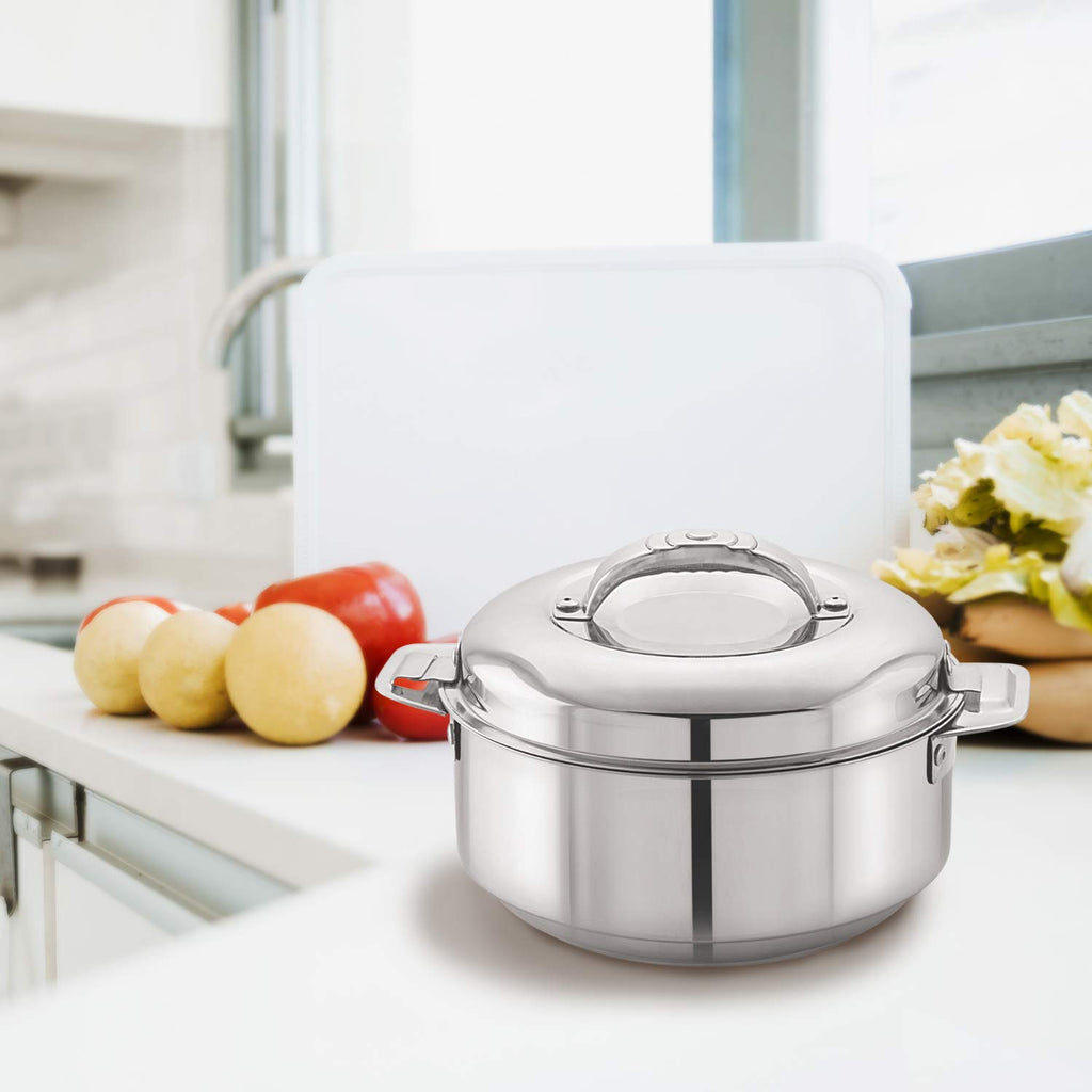 CELLO Maxima Insulated Casserole Hot Pot For Kitchen 1350ml, Silver |