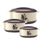 MILTON New Orchid Jr. Inner Steel Casserole (450 ml, 790 ml, 1260 ml) Gift Set of 3, Dark Brown |