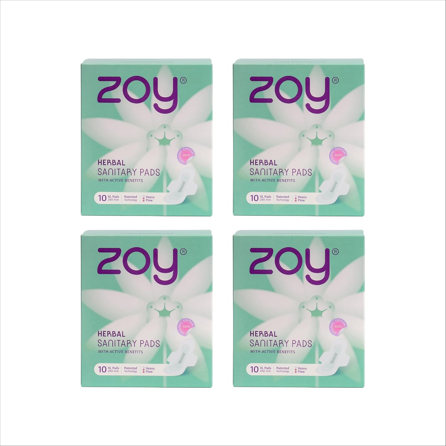 ZOY Herbal Sanitary Pads for Women XL Heavy Flow | Period Comfort Support, Rash-Free, Breathable Cotton 40 Pads|