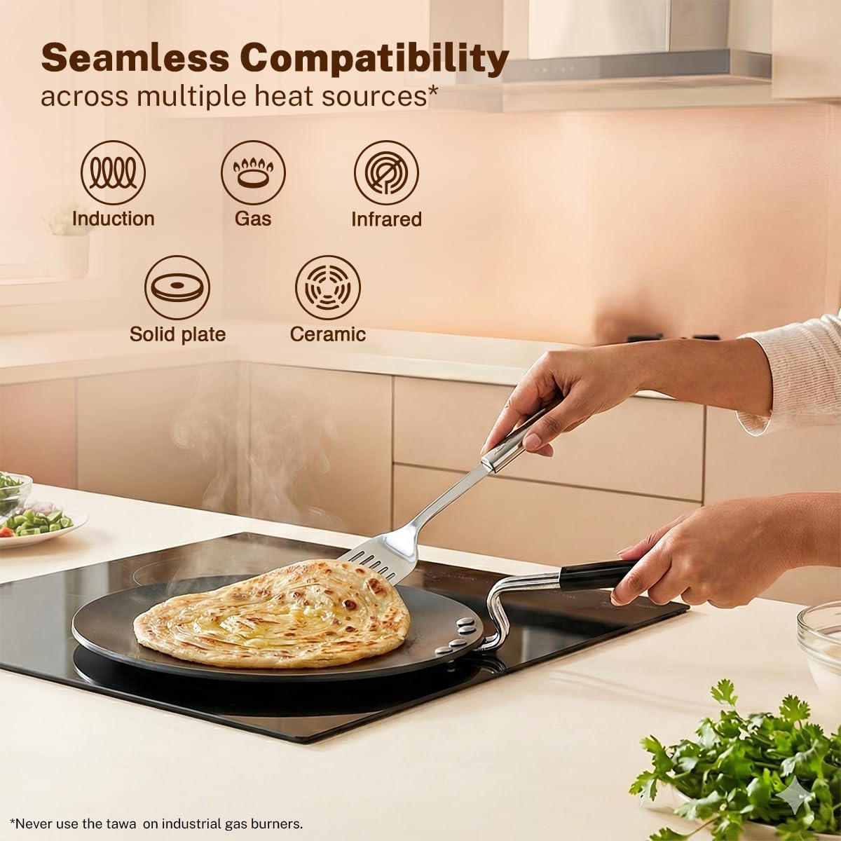 Prestige Hard Anodised Chapati Tawa 24.5 cm | Extra Thick Base (4.88 mm) | Gas & Induction Compatible