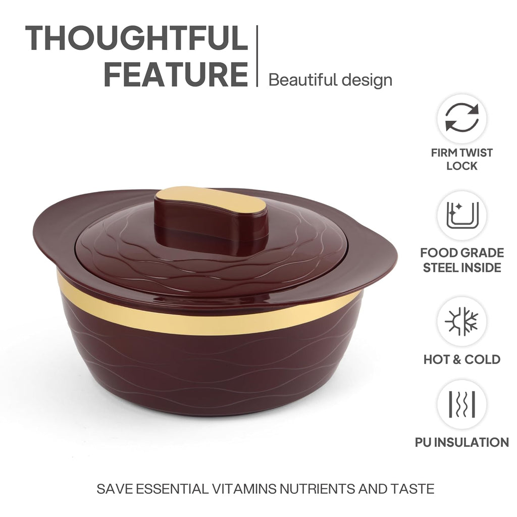 Cello Gold Crust Insulated Casserole Set of 3, (500ml, 1000ml, 1500ml) Brown |