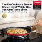 Prestige Castlite Enamel Coated Lightweight Cast Iron Omni Tawa 28cm | High Heat Retention, Rust-Proof |