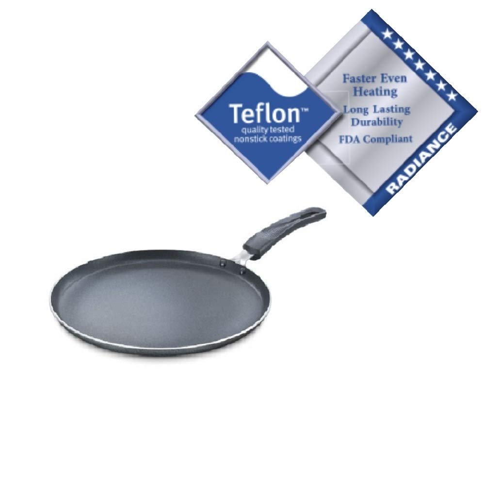 Prestige Popular Aluminium Outer Lid Pressure Cooker, 2 Litres, Silver & Prestige Aluminium Omega Select Plus Non-Stick Omni Tawa, 25cm , Black