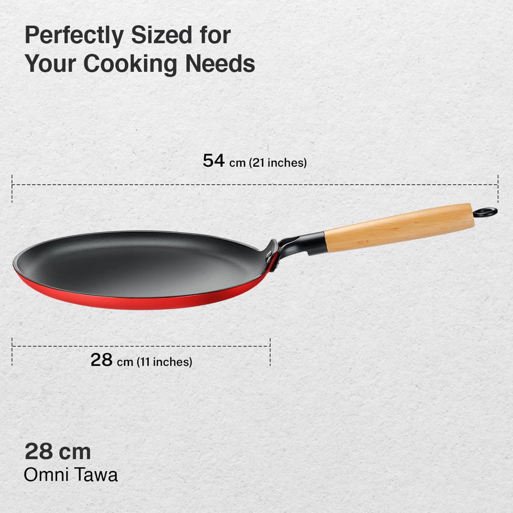 Prestige Castlite Enamel Coated Lightweight Cast Iron Omni Tawa 28cm | High Heat Retention, Rust-Proof |