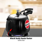 Hawkins 4 Litre Contura Black Pressure Cooker, Hard Anodised Inner Lid Cooker, Handi Cooker, Black (Cb40), 4 Liter