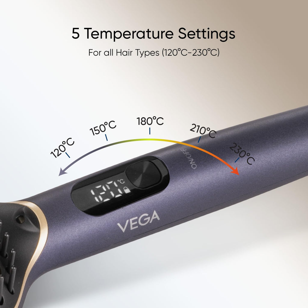 VEGA Hair Straightener Brush With Up To 12 Hrs Straightening Effect,Triple Care & Thermoprotect Technology