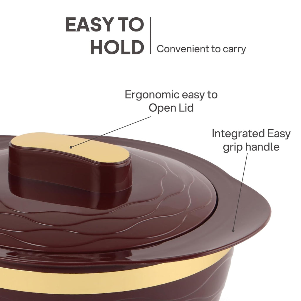 Cello Gold Crust Insulated Casserole Set of 3, (500ml, 1000ml, 1500ml) Brown |