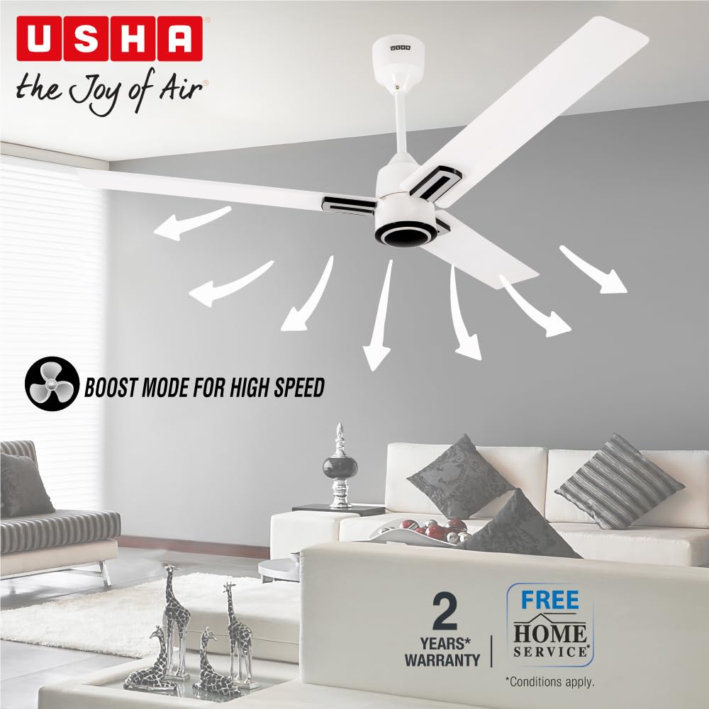 USHA AeroEdge Plus 1200mm BLDC Ceiling Fan with IR Remote |LED Indicator |BEE 5 Star Rated Energy Efficient|100% Copper Motor|High Air Delivery...