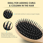 AGARO Wooden Narrow Oval Hair Brush with Strong & flexible nylon bristles, having Anti-static ball tips For Grooming, Straightening, Detangling & adding shine to Hair, ideal for Men & Women