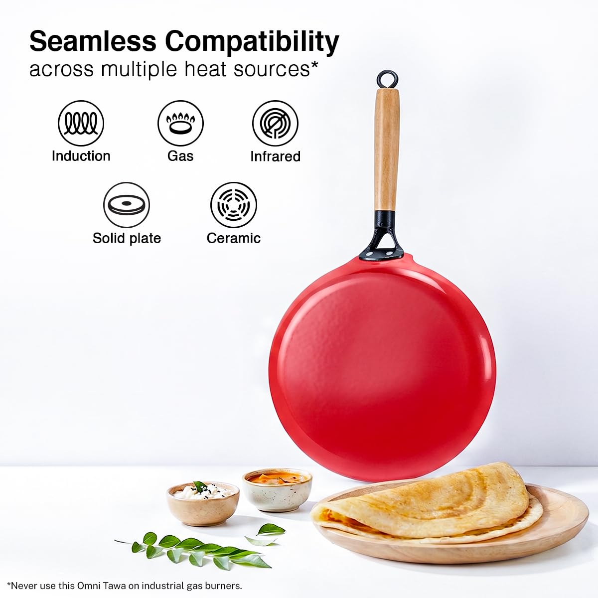 Prestige Castlite Enamel Coated Lightweight Cast Iron Omni Tawa 28cm | High Heat Retention, Rust-Proof |