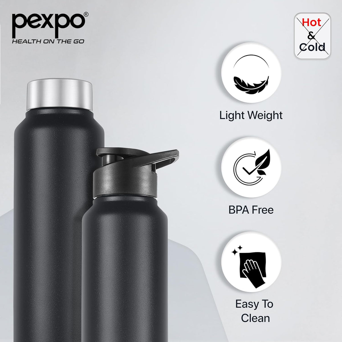 Stainless Steel Water Bottle Chromo Knight Black 950ml