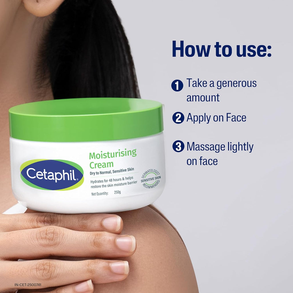 Cetaphil Moisturising Cream for Face & Body,Dry to Normal skin, 250 gm, Paraben & Sulphate free, Niacinamide &Vitamin B5