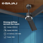 Bajaj Classico Sleek Plus 5S 1200MM (48”) BLDC Ceiling Fan with Remote | BEE 5 Star Rated Energy Efficient |