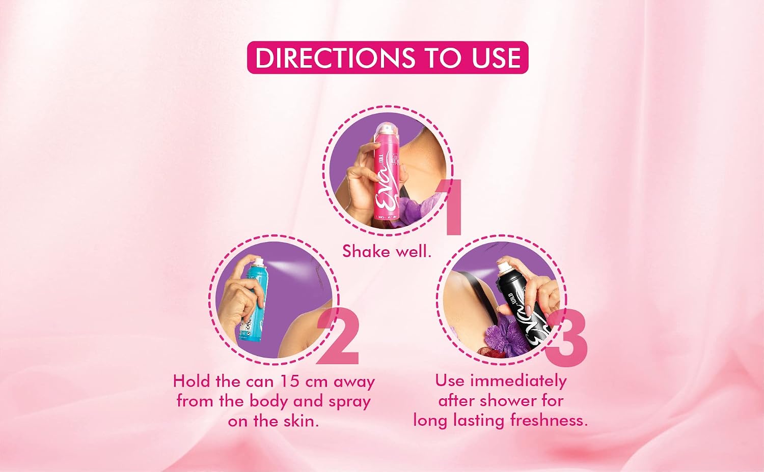 Eva Fresh+Fresh +Fresh Deo Spray 150 ml (Pack of 3)