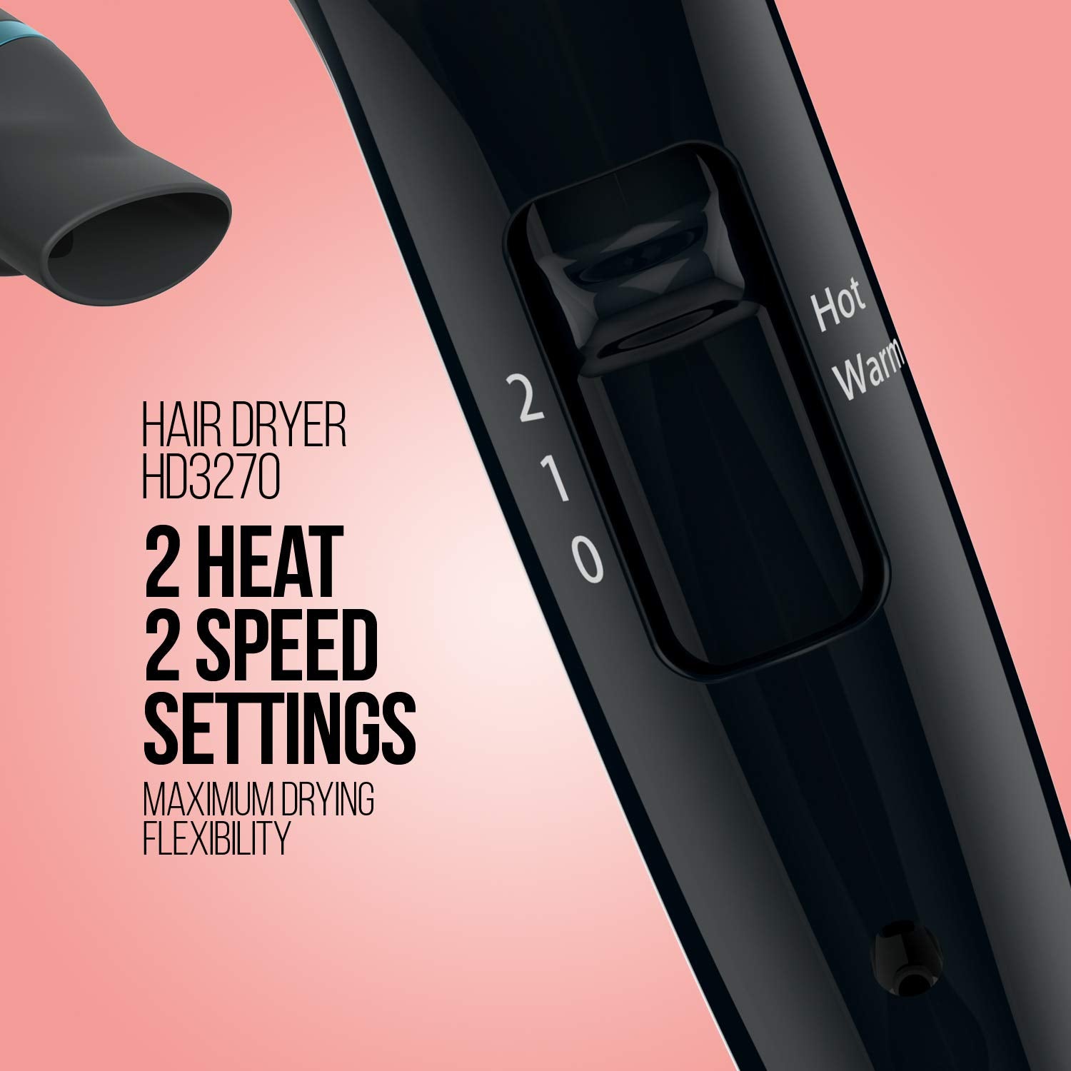 Havells HD3270 2-in-1 1700 Watts Hair Dryer with Diffuser and Thin Concentrator - Black