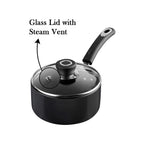 Vinod Hanos Hard Anodised Non Stick Saucepan with Lid - 1.7 Litre, 16 cm | 3.25mm Thick | 5X Long Lasting | Soft Touch Handle, Scratch Proof | Induction & Gas Base | 2 Year Warranty