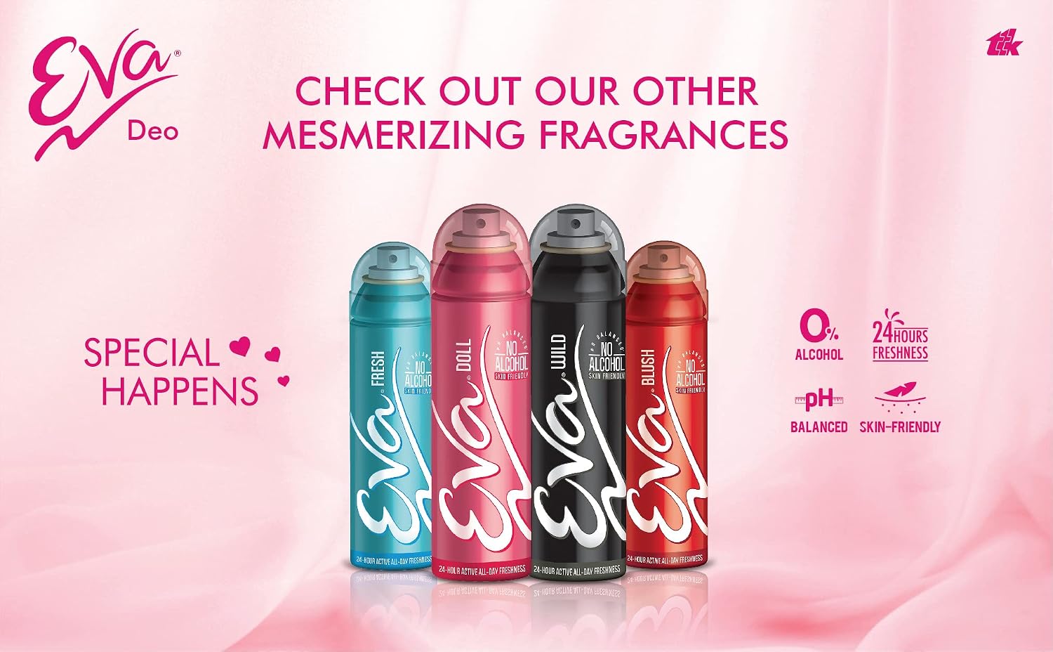 Eva Fresh+Fresh +Fresh Deo Spray 150 ml (Pack of 3)