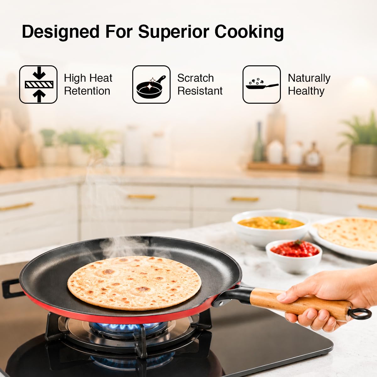 Prestige Castlite Enamel Coated Lightweight Cast Iron Omni Tawa 28cm | High Heat Retention, Rust-Proof |