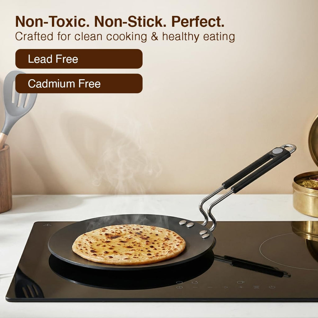 Prestige Hard Anodised Chapati Tawa 24.5 cm | Extra Thick Base (4.88 mm) | Gas & Induction Compatible