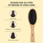 AGARO Wooden Narrow Oval Hair Brush with Strong & flexible nylon bristles, having Anti-static ball tips For Grooming, Straightening, Detangling & adding shine to Hair, ideal for Men & Women