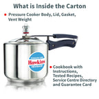 Hawkins 3 Litre Pressure Cooker | Stainless Steel | Hevibase | Straight Body | Tall Design | Induction Safe | Ideal for 3–4 persons | Silver.