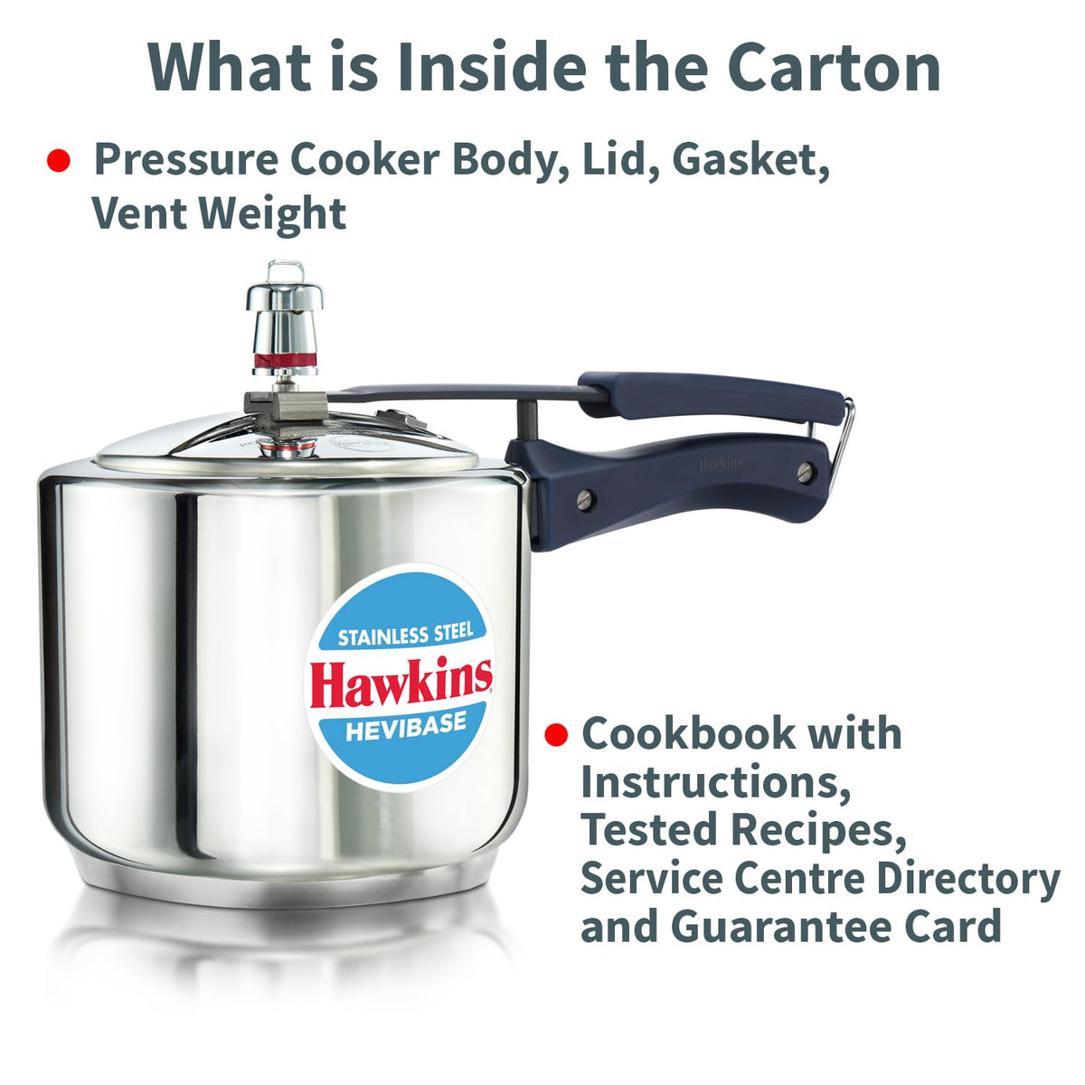 Hawkins 3 Litre Pressure Cooker | Stainless Steel | Hevibase | Straight Body | Tall Design | Induction Safe | Ideal for 3–4 persons | Silver.