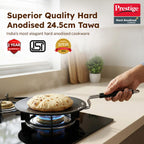 Prestige Hard Anodised Chapati Tawa 24.5 cm | Extra Thick Base (4.88 mm) | Gas & Induction Compatible