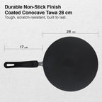 Prestige Aluminium Omega Select Plus Non-Stick Concave Tawa, 28 cm, Black