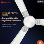 Havells 1200mm Enticer BLDC Prime Ceiling Fan| Compatible with Regulator & Remote| Upto 55% Energy Saving|