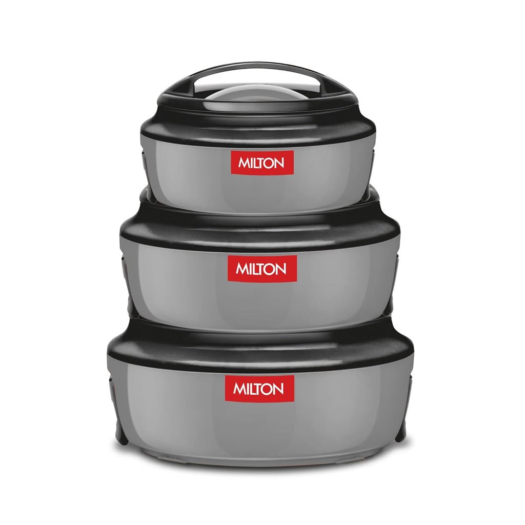 Milton Ernesto Inner Stainless Steel Jr. Casserole Set of 3 (390,720 and 1320 ml), Grey