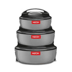 Milton Ernesto Inner Stainless Steel Jr. Casserole Set of 3 (390,720 and 1320 ml), Grey
