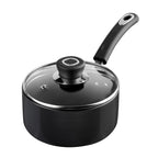 Vinod Hanos Hard Anodised Non Stick Saucepan with Lid - 1.7 Litre, 16 cm | 3.25mm Thick | 5X Long Lasting | Soft Touch Handle, Scratch Proof | Induction & Gas Base | 2 Year Warranty