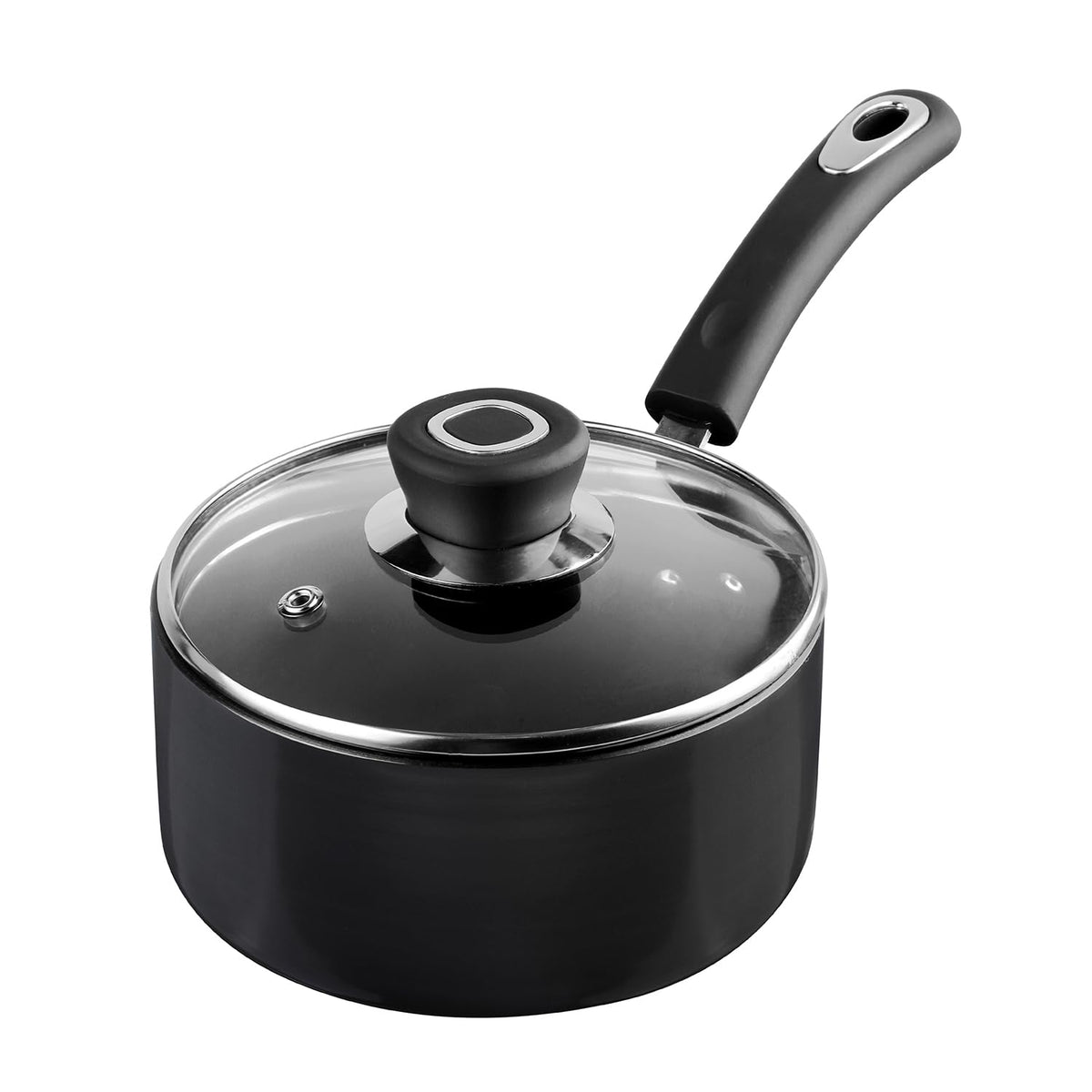 Vinod Hanos Hard Anodised Non Stick Saucepan with Lid - 1.7 Litre, 16 cm | 3.25mm Thick | 5X Long Lasting | Soft Touch Handle, Scratch Proof | Induction & Gas Base | 2 Year Warranty