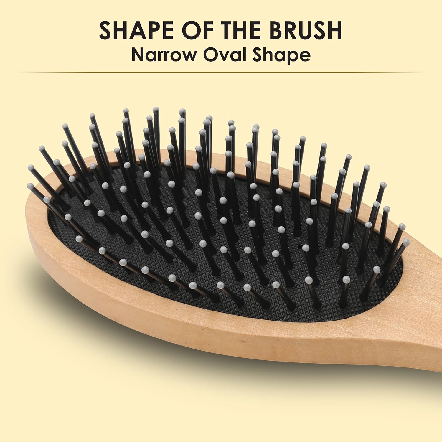 AGARO Wooden Narrow Oval Hair Brush with Strong & flexible nylon bristles, having Anti-static ball tips For Grooming, Straightening, Detangling & adding shine to Hair, ideal for Men & Women