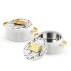 CELLO Castella Insulated Steel Casserole Hot Box Set of 2 Pcs for Kitchen 1000ml Gold White |